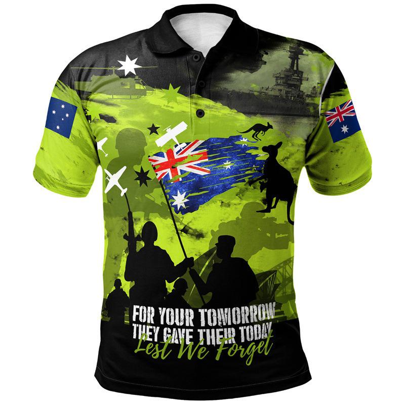 Anzac Day Men's Polo Shirt - Short Sleeve Lapel Golf Tee 2025