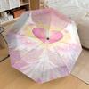 1 Stück Herzflügel Automatischer Öffnungs-/Schließschirm Kompakter Faltbarer Regenschirm mit 8-Rippen-Gestänge für Damen/Herren, Tragbarer Reiseschirm, 1146S