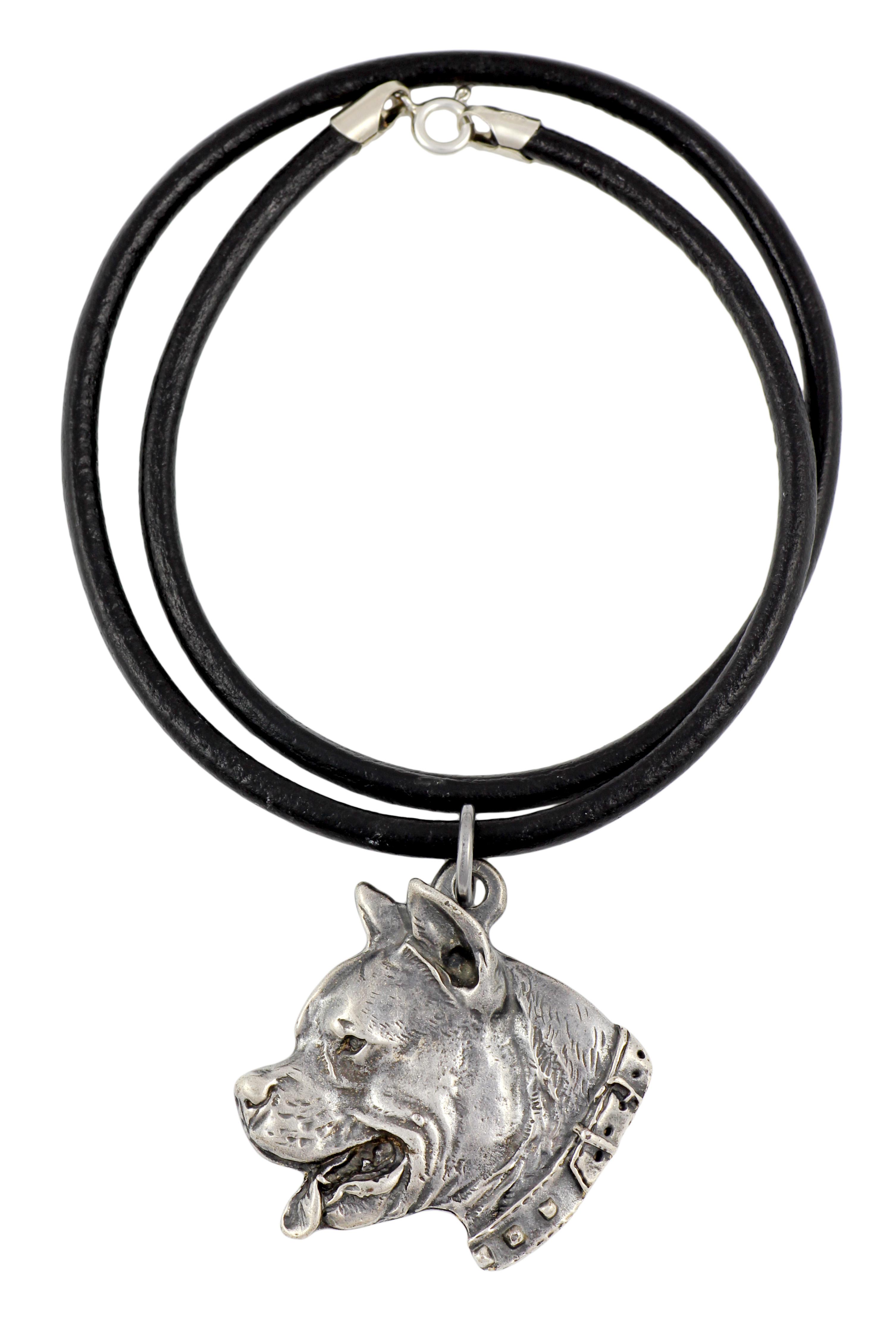 

American Staffordshire Terrier, Amstaff I - Necklace with dog, silver-plated pendant for dog fan, unique jewelry by Art-Dog brand срібний
