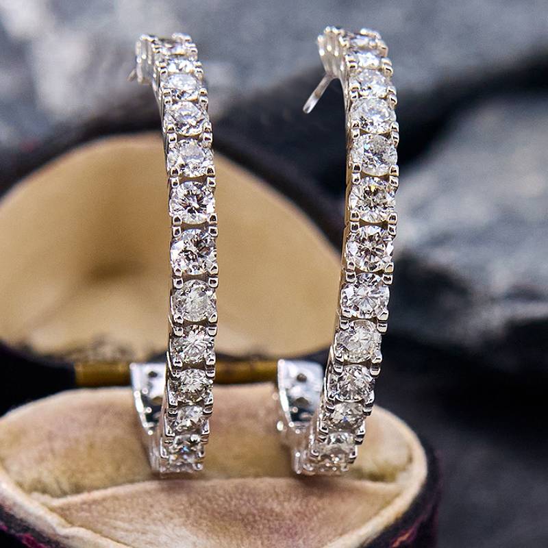 

Huitan Women Copper Color Hoop Earrings Versatile Style Party Daily Fashion Accessories Wedding Charming Zircon Inlaid Shiny CZ