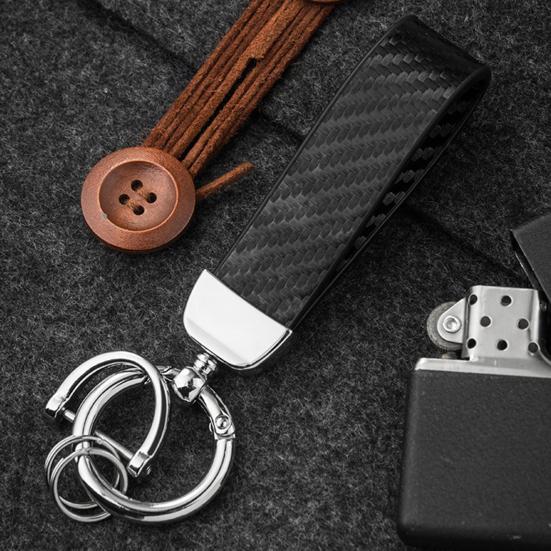 Keychain Pendant, Carbon Fiber Car Key Chain with Anti-Lost D-Ring, Universal Keychain for Men And Women