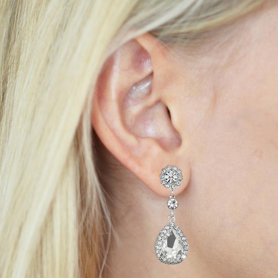 Women Luxury Water Drop Chandelier Earrings Rhinestone Ear Drops Jewelry for Daily Life