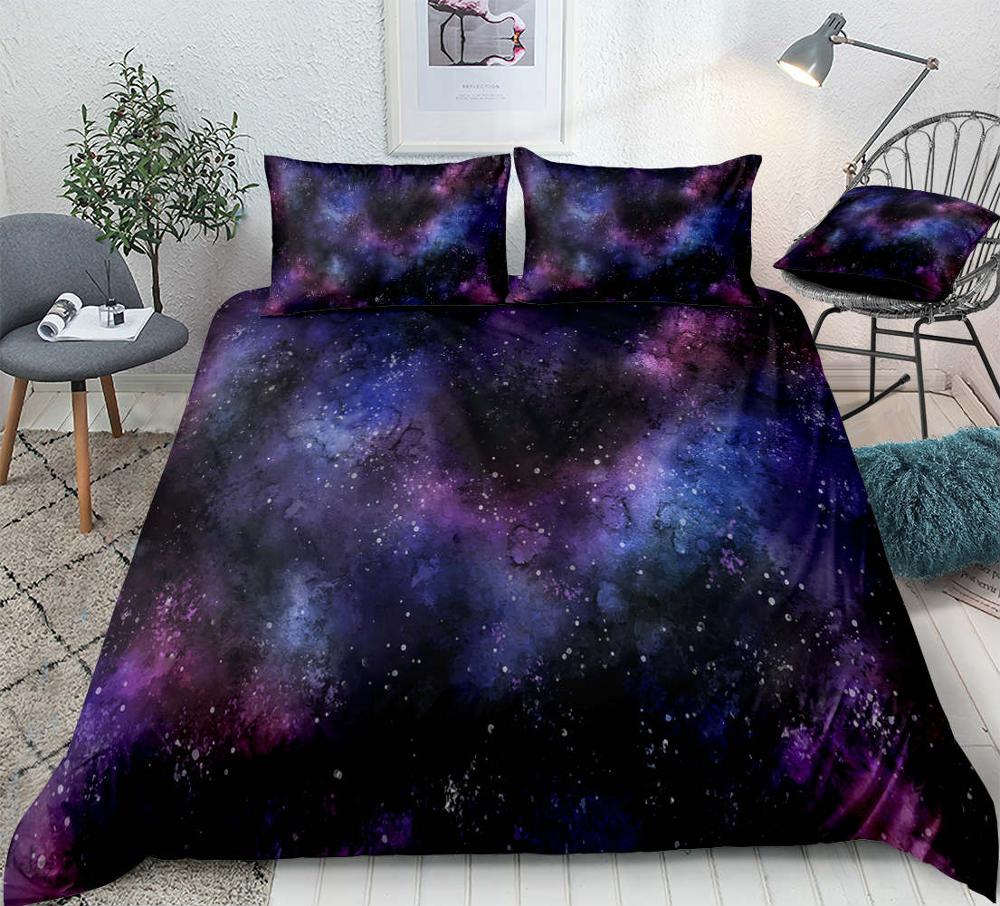 Starry Sky King Queen Duvet Cover Colorful Galaxy Bedding Set Outer Space 2/3pcs Quilt Cover Glitter Polyester Comforter Cover
