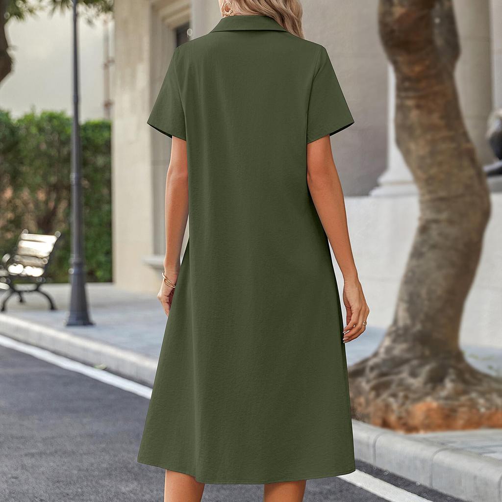 Summer Dresses For Women Button Down Shirt Dresses Aline Long Sundress Short Sleeve Beach Travel Cover Up