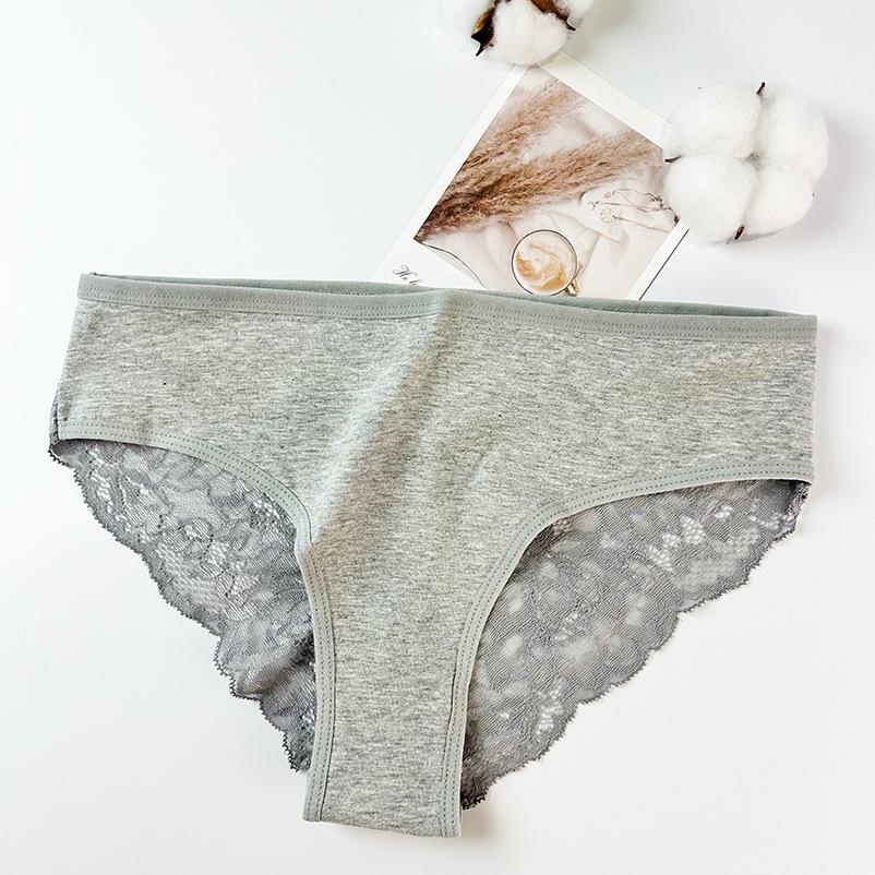 Elegant European & American Lace Panties: 40s Style, Semi-Transparent Mesh with Pure Cotton Crotch