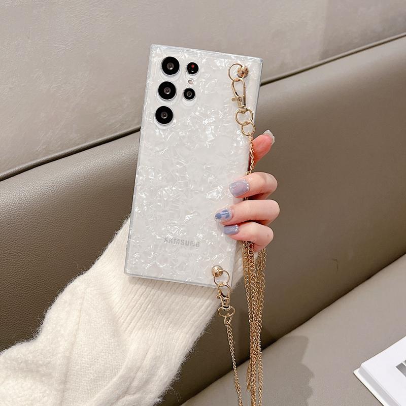 

Роскошный браслет с жемчугом наручный чехол Chian для Samsung Z флип 3 Z раза 4 S23 S22 S21 Ultra S20 Fe S10 S9 S8 A14 A34 A54 A13 A23 A33 A53 A12 A22 A32 A52 oppo Reno2Z белый