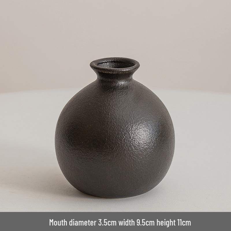 Modern Minimalist Black Ceramic Vase for Home Décor - Small Dried Flower Vase for Living Room