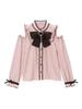 European Cute Japanese Bow Ruffle Long Sleeve Women's Shirt