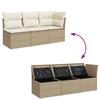 Vidaxl Sofa Ogrodowa Z Poduszkami, 3-Osobowa, Beżowa, Polirattan