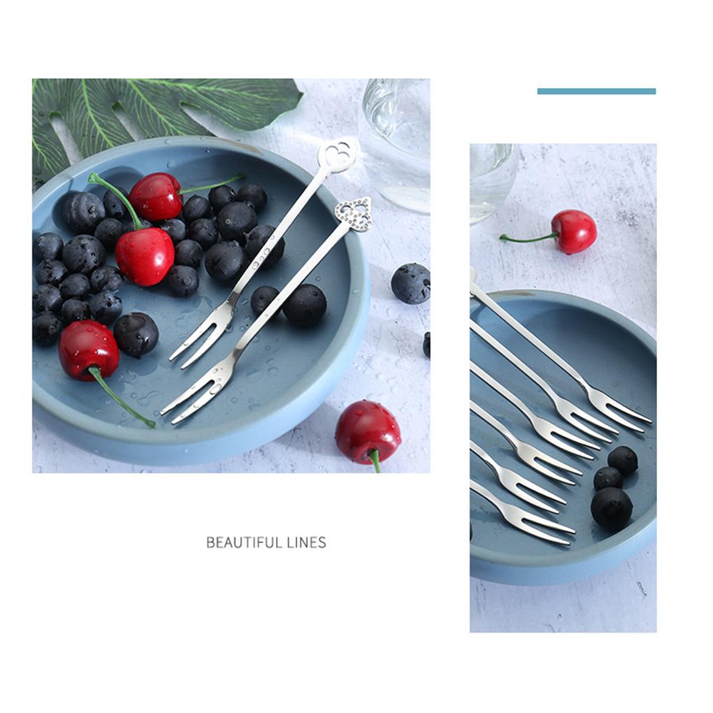 Fruit Fork Dessrt Salad Forks Home Kitchen Tableware Stainless Steel Birthday BBQ Party Cafes Bar Tools Flatware