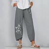 European & American Summer Casual Loose Cotton Linen Butterfly Print Wide-Leg Pants for Women 3199