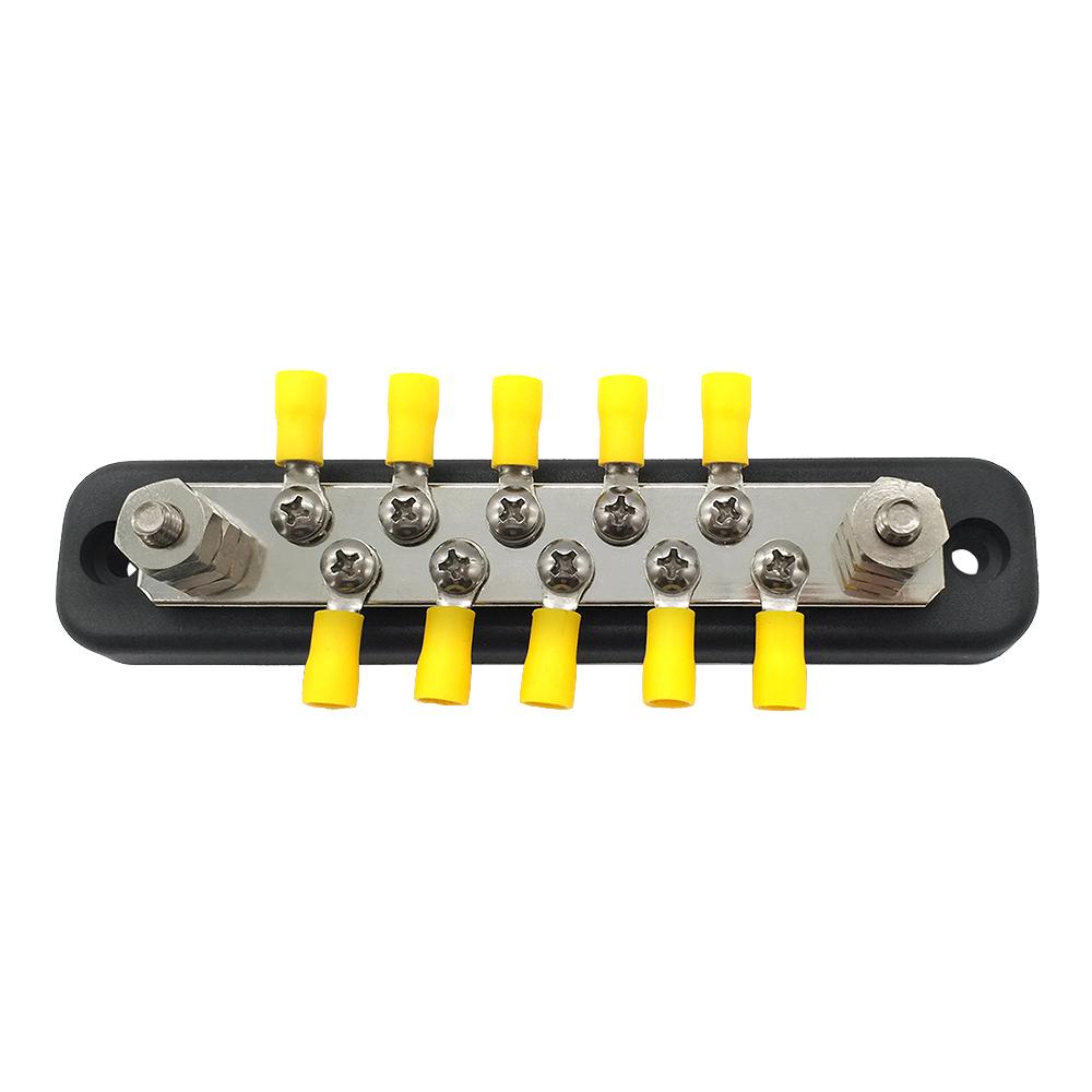 10 Position Screw Terminal Ground Distribution Block, Busbar Kit with Adhesive Ht Shrink Terminals for Harsh Environments, Automotive,