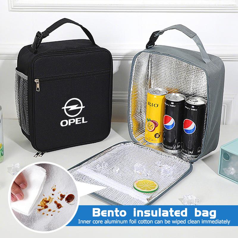 AAAYQ1 Insulated Lunch Bag Thermal Storage Bento Box Cooler Tote Bag For Opel Vectra Zafira Meriva Mokka Grandland Vivaro Antara