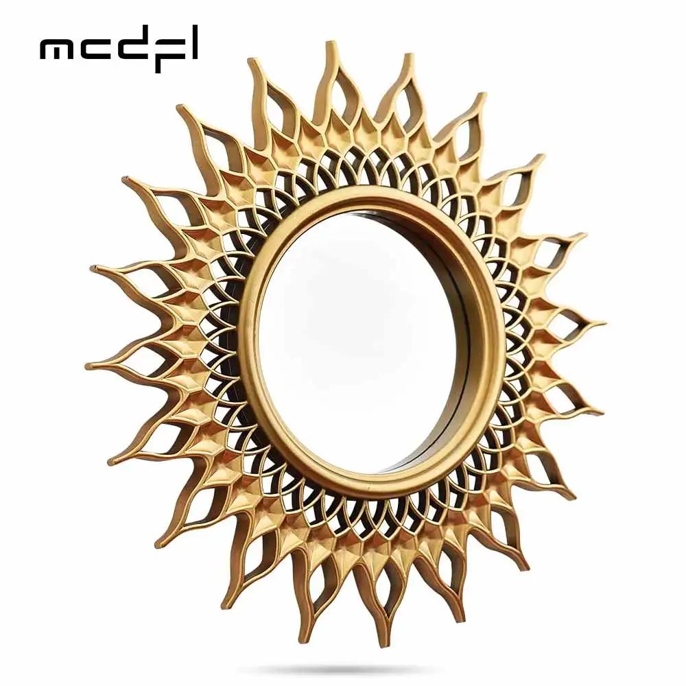 

Sun Mirror Gold Round Decorative Wall Sunburst Mirrors Home Decoration Accessories Vintage Boho Decor Room Bath Ornaments