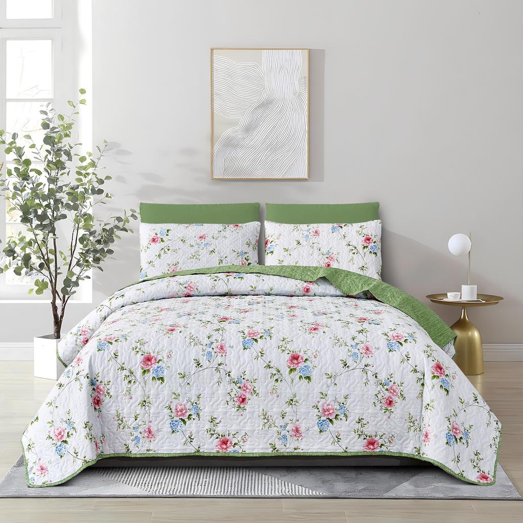 Three Piece Set of Washed Bed Cover with Simple Stitching and American Style Universal