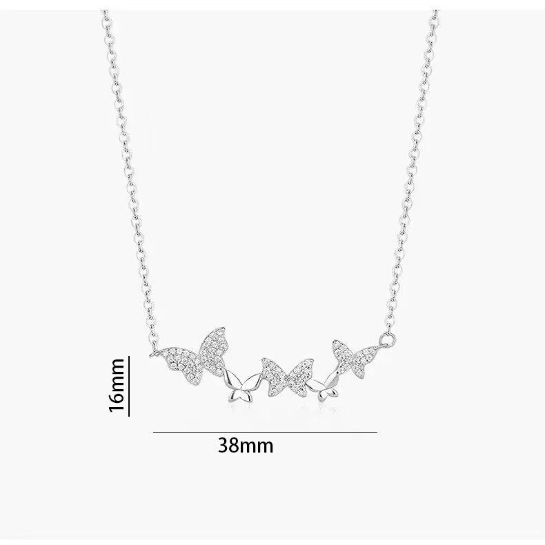 Viral Copper CZ Full Diamond Butterfly Necklace Women Elegant Versatile Tarnish-Free Clavicle Chain Fashion Jewelry