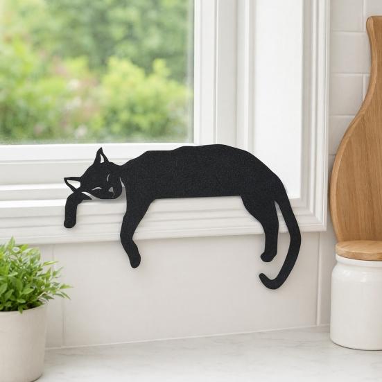 Festive Door Decor 3D Printed Sleeping Cat Top Decor, Lazy Kitten Silhouette Ornament, Self-Adhesive Cartoon Indoor Home Ornament Animal for