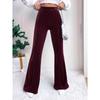 Women's High Waist Corduroy Flare Pants Stretch Solid Color Casual Winter Trousers