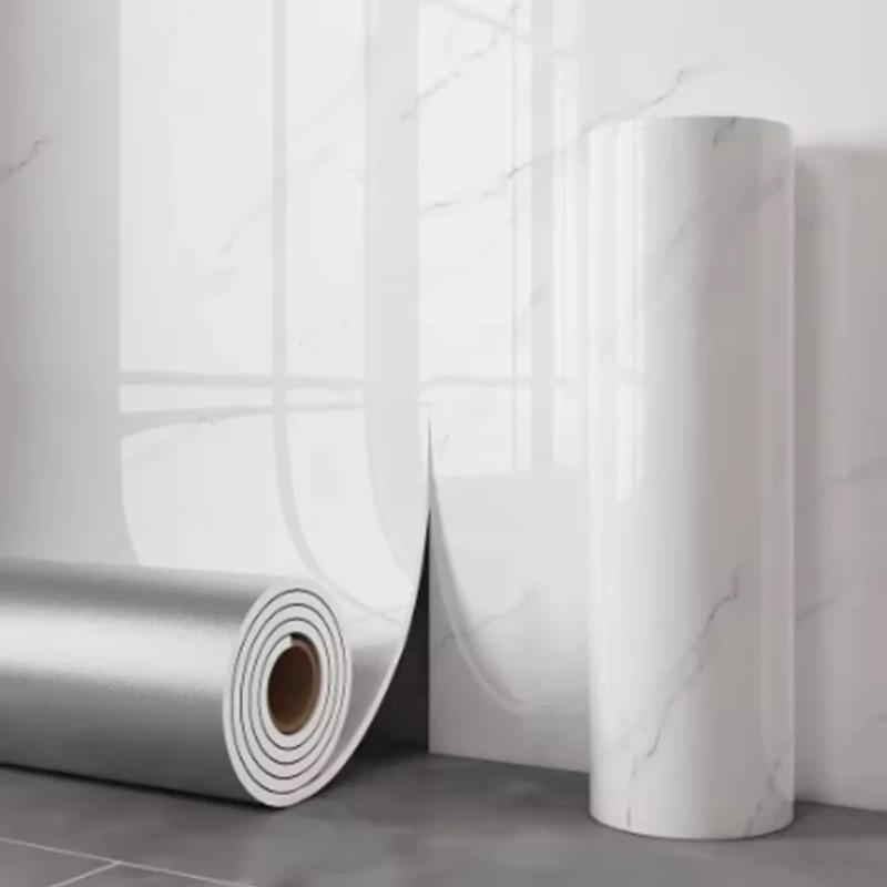 1 Roll 3D Waterproof and Antifouling Wall Sticker Self-Adhesive Marble Wallpaper 1 Roll Thick Foam for Bedroom and Living Room