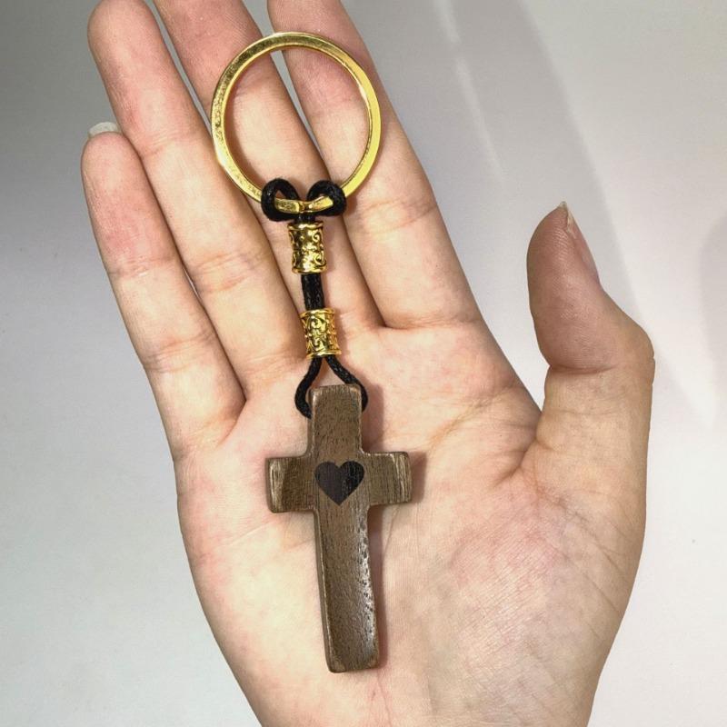 1PC Black Walnut Thumb Cross CNC American Solid Wood Handle Crossmy Wooden Cross