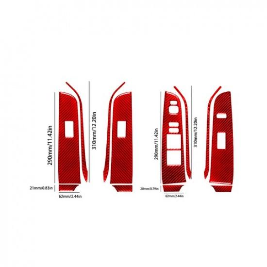 12Pcs For Toyota Camry Red Carbon Fiber Interior Door Control Kit Cover Trim