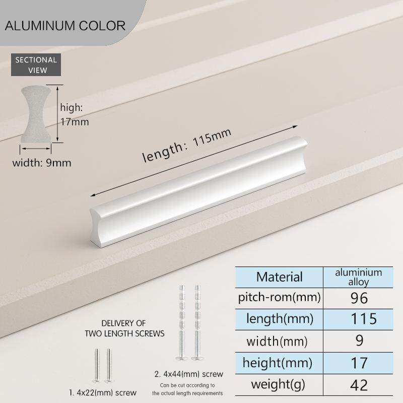 Simple Modern Cabinet Door Aluminum Alloy Handles Wardrobe Long Handles Length Of 500mm Black Drawer Pulls Kitchen Cupboard Pull