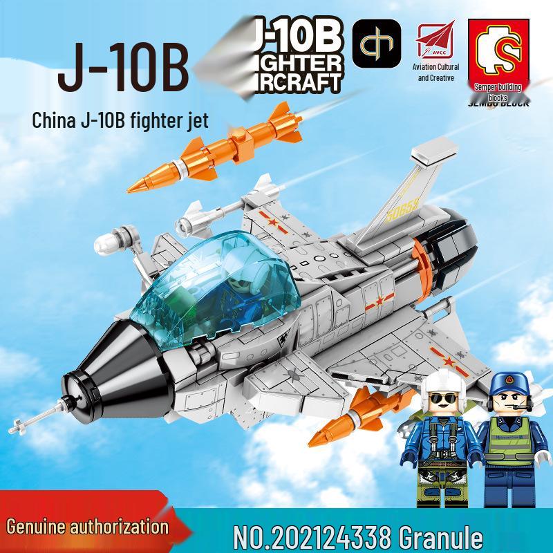 Sengbao J-10B Fighter Jet Building Blocks - Educational Military Toy Model for Boys