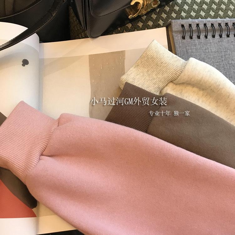 Autumn cartoon rabbit crew neck sweater female cute style simple loose velvet long-sleeved versatile student