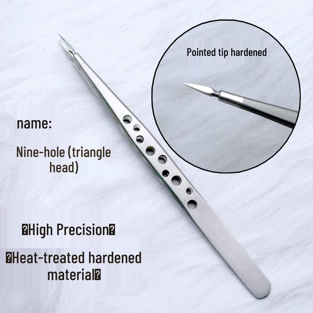 High-Precision Stainless Steel Cross-Hole False Eyelash Tweezers