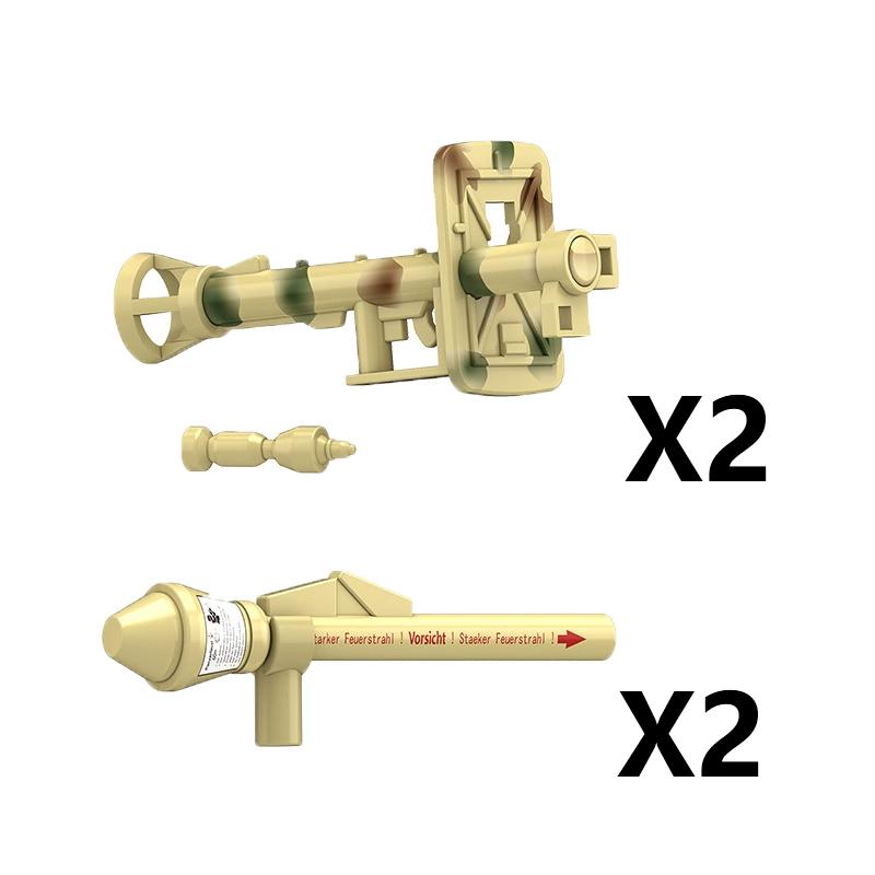 MOC WK2 Militärische Ausrüstung Baustein Set Soldat Waffe Kugel RPG Rakete Waffen Kiste Motorrad Barriere Zaun Ölfass Baustein Spielzeug