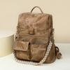 PU Backpack Multi Pocket Zipper Closure Casual Daypack for Women Daily Travel