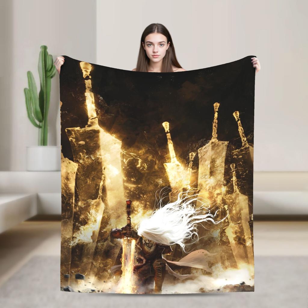 Clair Obscur Expedition 33 Gustave Flannel Throw Fashion Blankets Video Game for Couch Knitted Fashion Blanket Travel Warm Portable Quilt