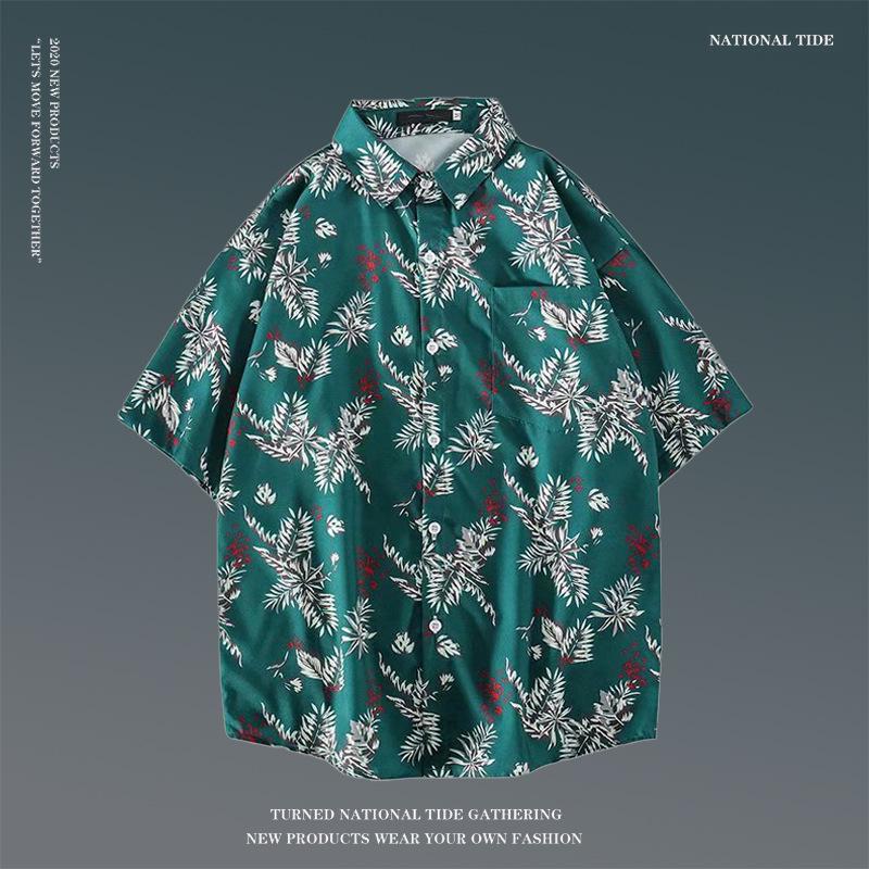 Japanese Hong Kong-Style Floral Hawaiian Shirt - Unisex Summer Short-Sleeve Retro Beachwear