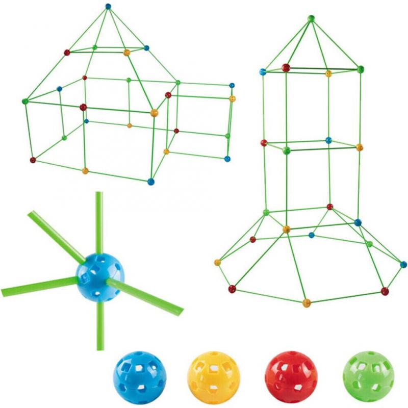 175Pcs Build Your Own Den Set DIY Kids Fort Construction Building Toy