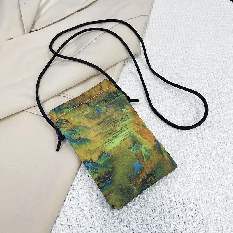 Yogodlns Chinese Style Phone Bag Vintage Designer Crossbody Bag Oriental Messenger Bag for Women Lady Small Shoulder Purse 13x19cm зелёный
