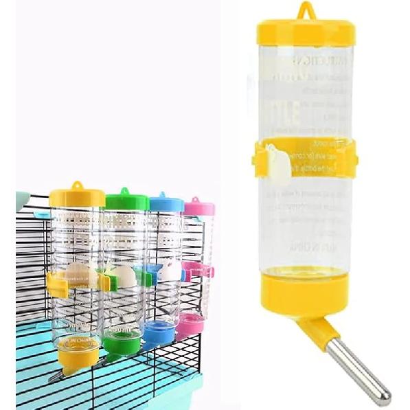 Hamsters Water Bottle, Automatic No Drip Hanging Water Feeder Dispenser for Small Animals Guinea Pig Rat Rabbit Dwarf Gerbil Chinchilla(Blue 125ML) Yellow 250ML