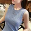 Ice Silk Crew Neck Sling Vest for Women's Summer and Korean Version Versatile Sleeveless Inner Knitted Bottoming Shirt and Outer Top for Women