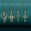 Stainless Steel Peach Heart Cross Necklace Light Luxury High Sense English Letter Style Fashion Items