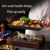 ONYLM Commercial Non-stick Grilled Fish Plate with Wooden Base