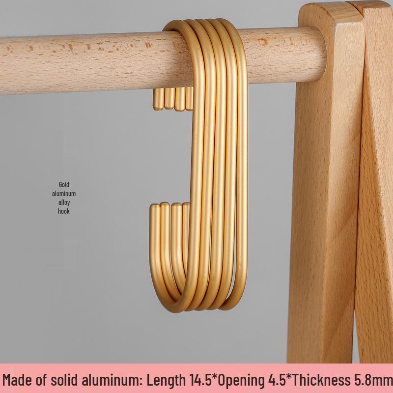 S-Shaped Aluminum Alloy Hook for Clothing, Kitchen, and Wardrobe - Modern Minimalist Design.