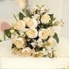 1Pc Simulation 5-pronged Golden Rose Bouquet for Outdoor Courtyard Patio Garden Wedding Decoration Home Decoration