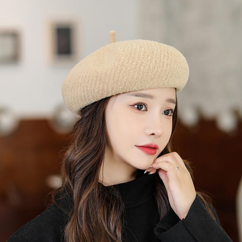 Autumn and Winter Women's Beret Solid Color Hat Outdoor Travel Japanese Painter Hat Fashion Beret Hat