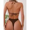 New Fashion Basic Swimwear Summer Classical Bandage Halter Swimsuit Removable Padding Strappy Ties Sexy String Bikini