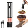 Electric Salt and Pepper Grinder, Rechargeable Mini Automatic Grinder, Adjustable Coarse and Fine Pepper Grinder