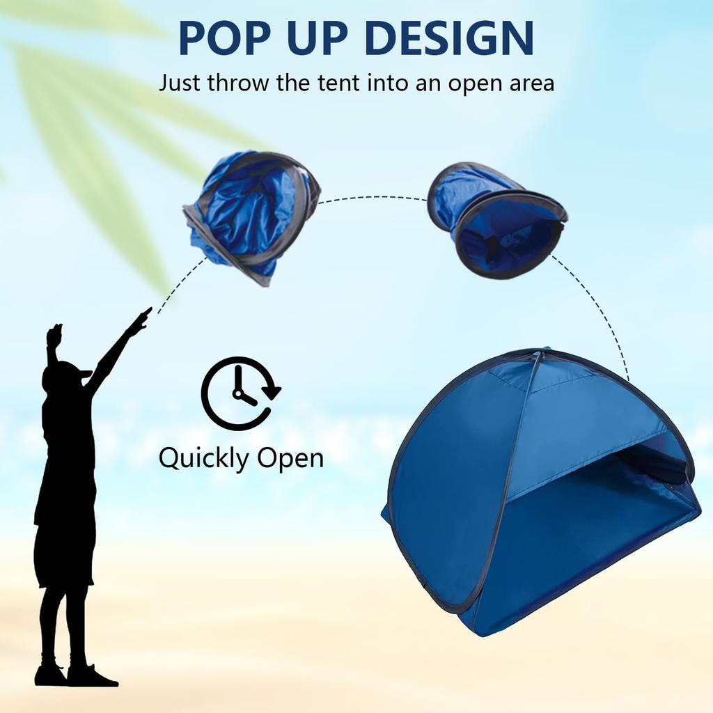 HACRAHO Strand Sonnenschutz Strand 1 Stück Winddicht Tragbar Sonnenschutz Zelt Camping Picknick Zelt für Kleine Hunde Katzen und Andere Kleine Blaues Pop-up-Zelt,