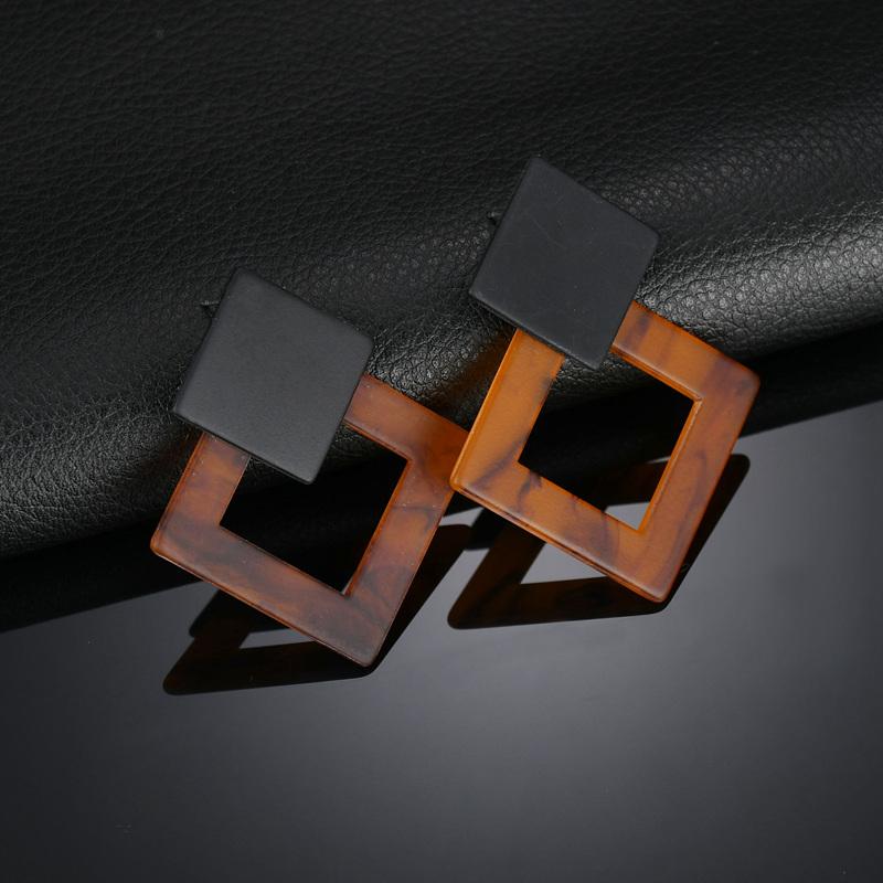 European and American style popular new fashion geometric hollow acrylic earrings temperament exaggerated hipster earrings