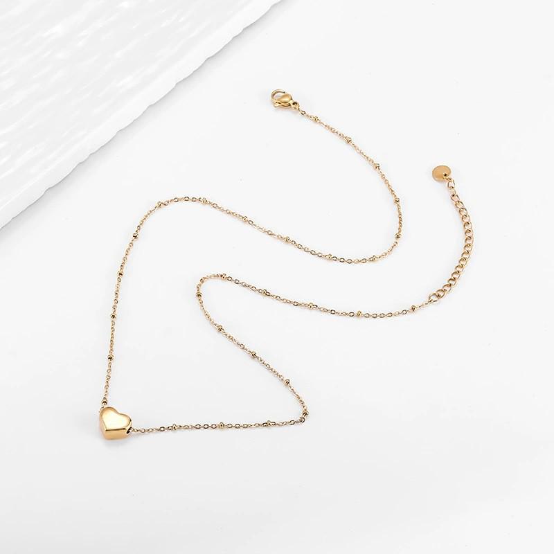 18k Herz Halskette: Europäisch-Amerikanische Leichte Luxus Titanstahl Schlüsselbein Kette