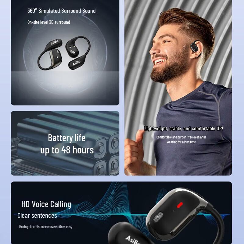 ASIBA Open-Ear Bluetooth Sports Headset