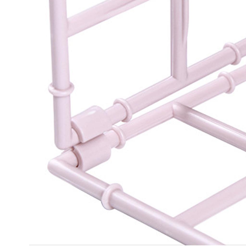 Hanging Closet Organizer 3 Tier Pink Storage Shelf Minimalist Grid Plastic Cloth Shelf for Bedroom Dormitory Apartment