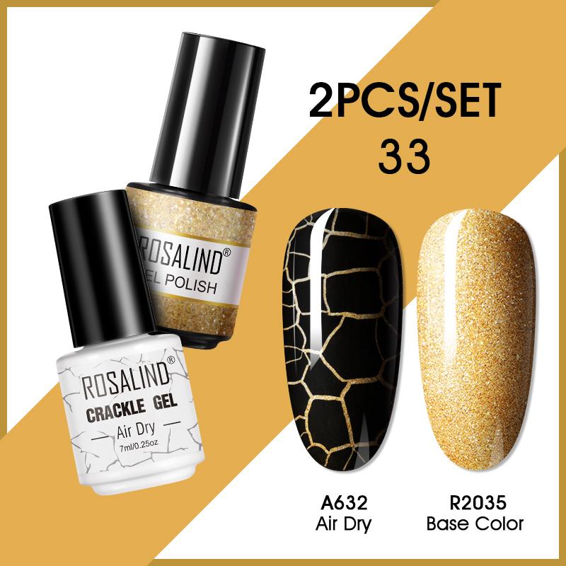 ROSALIND 7ml Nagelgel Nagellack Cracked Gel Semi-Permanent Esmalte Hybrid Lack UV Nagelkleber Nagellack Primer Matt 2er Set